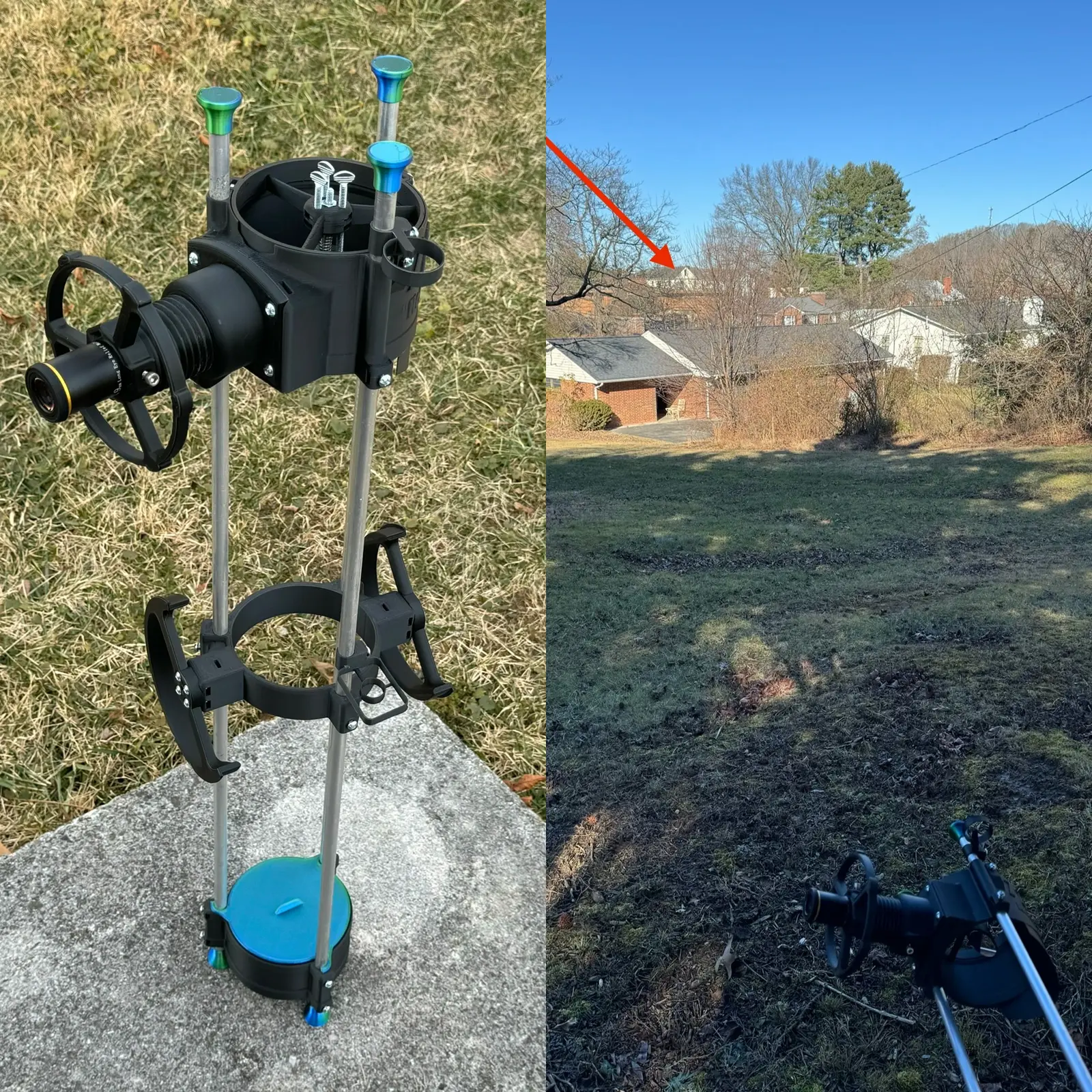 The telescope set up outdoors during collimation