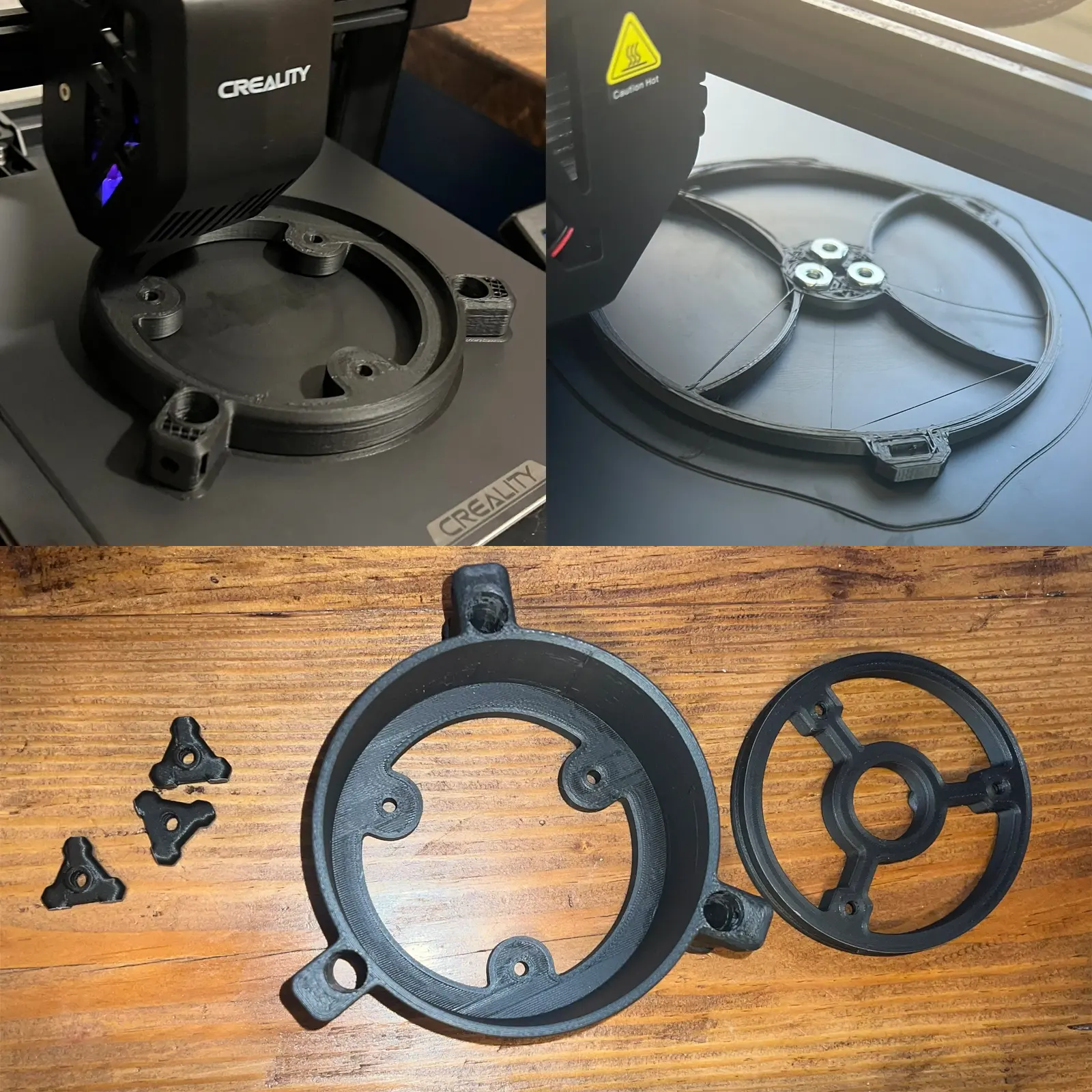 A collage of the telescope parts printing out